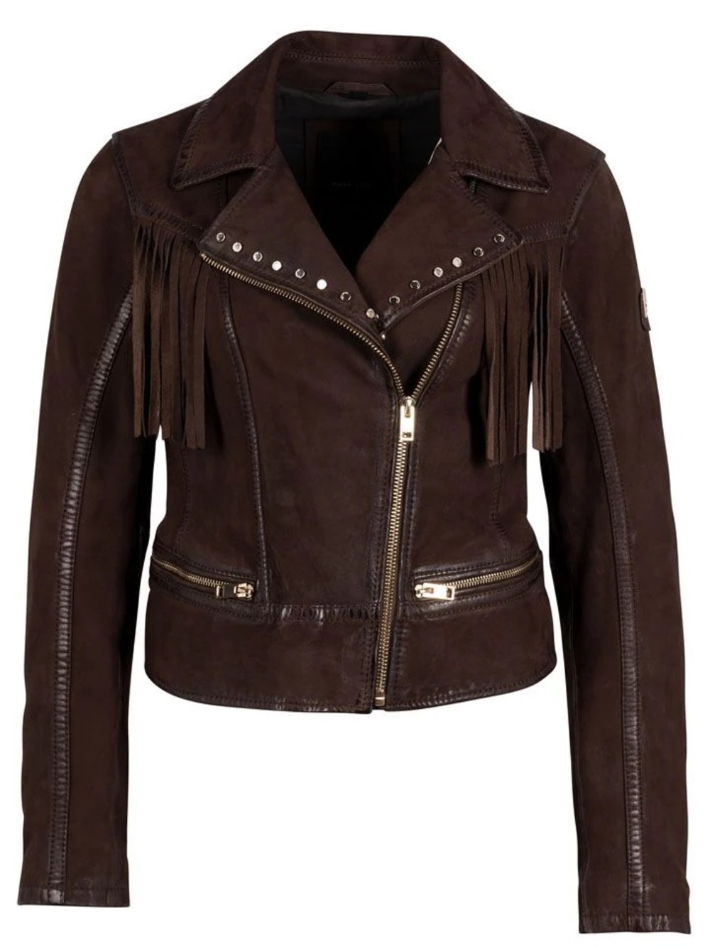 Mauritius leather fringe jacket in chocolate brown Fanny RF